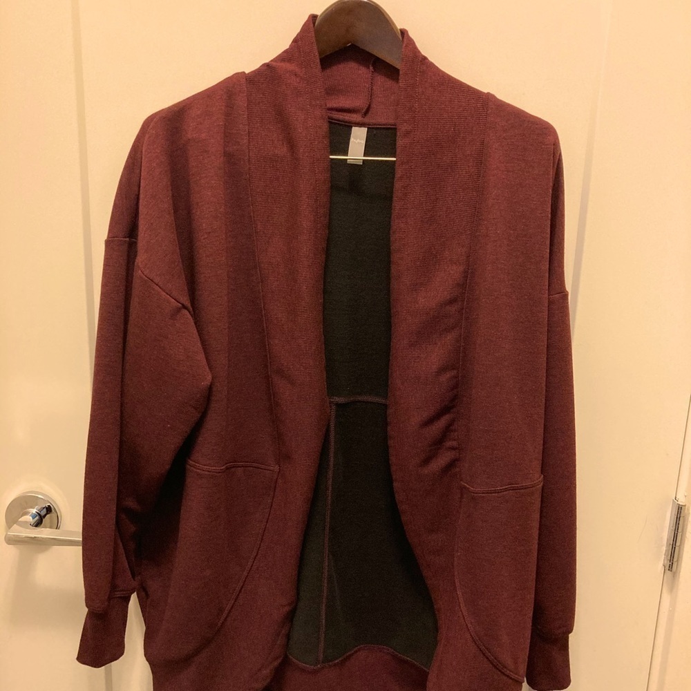 HYBA Sz S  Oversized Burgundy Sporty Apres-Workout Outdoor Activities Jacket
